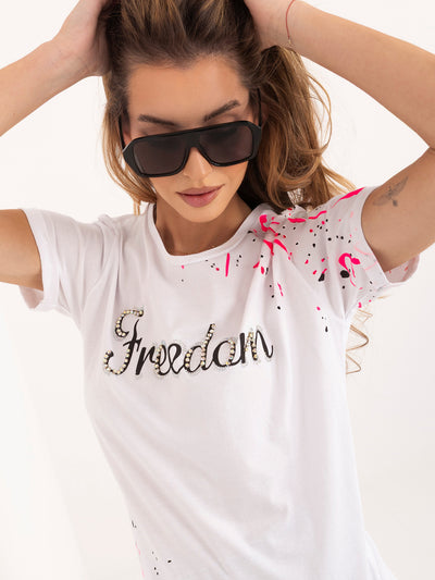Biały t-shirt damski z napisem