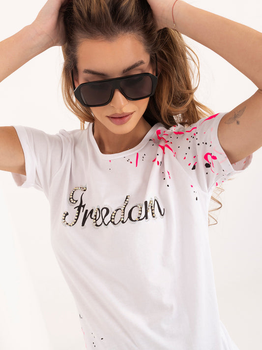 Biały t-shirt damski z napisem
