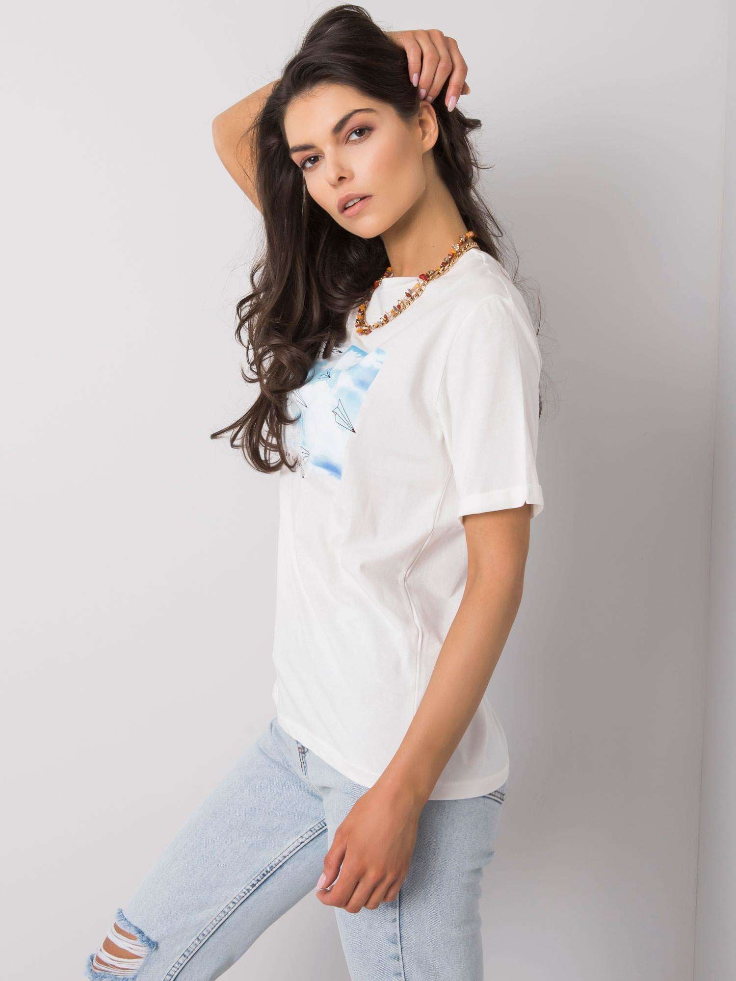 Biały damski t-shirt z printem