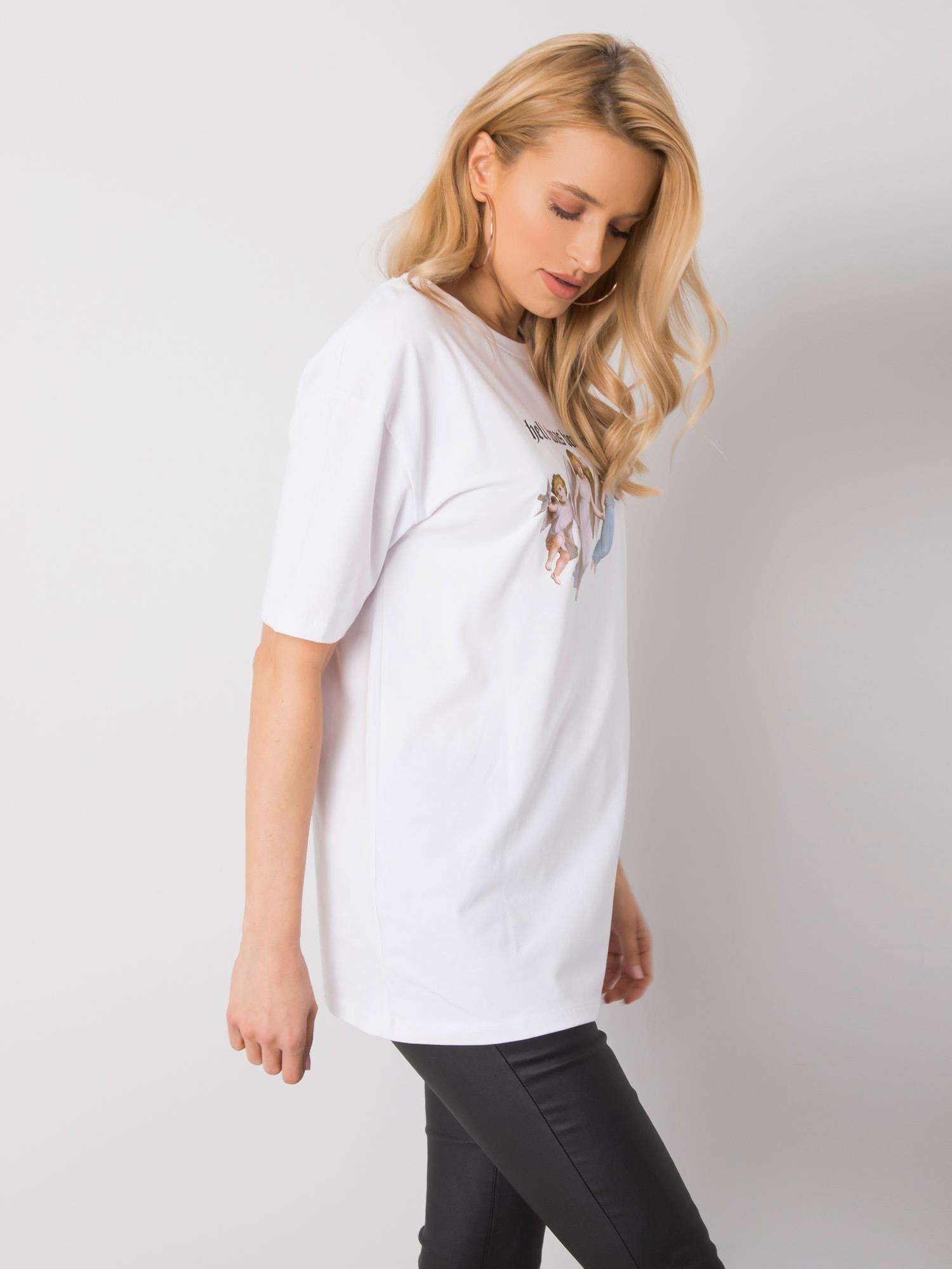 RUE PARIS Biały t-shirt z nadrukiem
