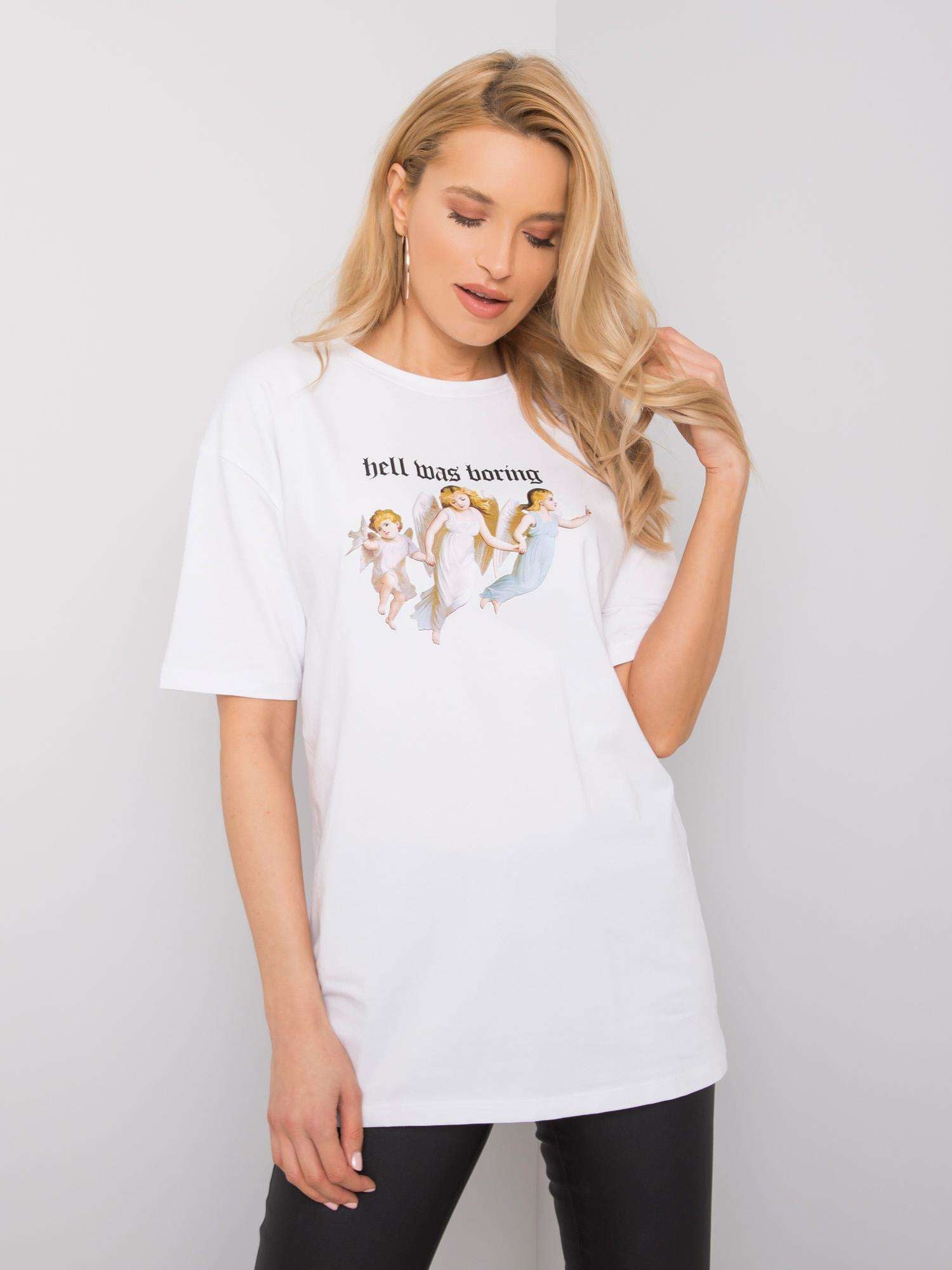 RUE PARIS Biały t-shirt z nadrukiem