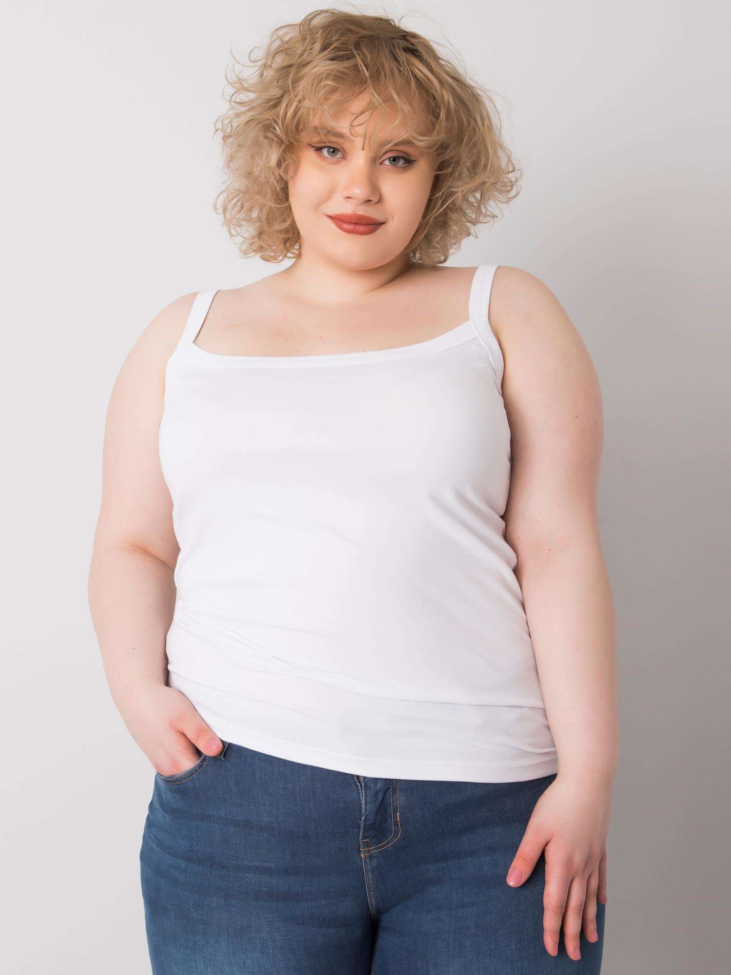 Biały top plus size biasic