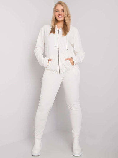 Biały komplet welurowy plus size