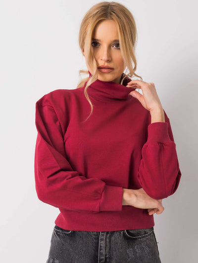 Bordowa bluza basic z golfem
