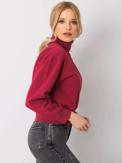 Bordowa bluza basic z golfem