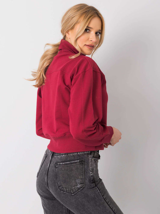 Bordowa bluza basic z golfem