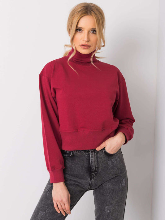Bordowa bluza basic z golfem
