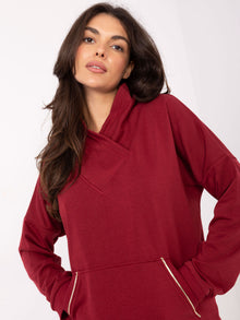 RUE PARIS Bordowa bluza kangurka o kroju oversize