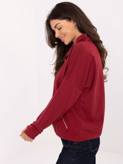 RUE PARIS Bordowa bluza kangurka o kroju oversize
