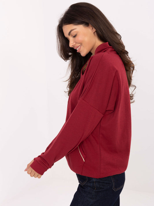 RUE PARIS Bordowa bluza kangurka o kroju oversize