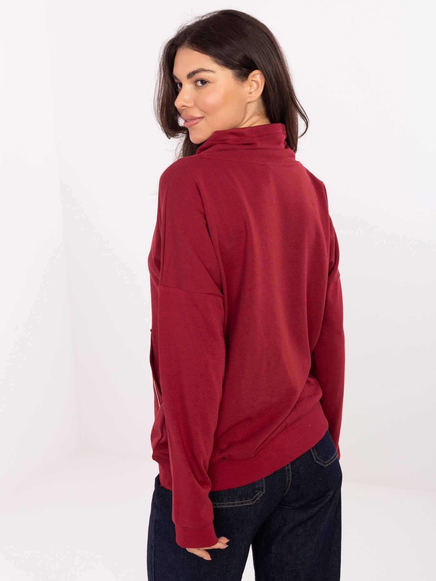 RUE PARIS Bordowa bluza kangurka o kroju oversize