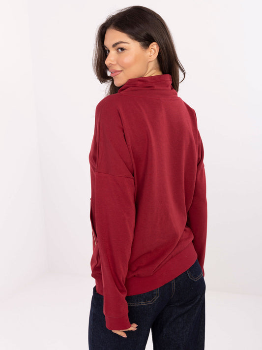 RUE PARIS Bordowa bluza kangurka o kroju oversize