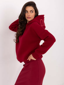 Bordowa dresowa bluza z ociepleniem