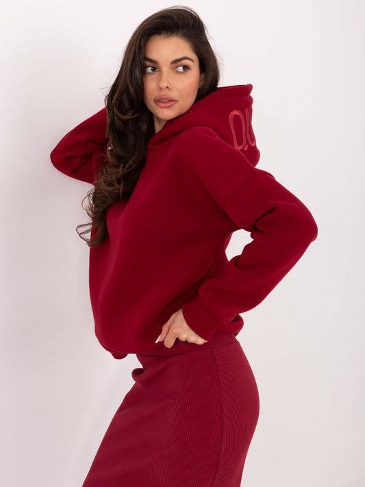 Bordowa dresowa bluza z ociepleniem