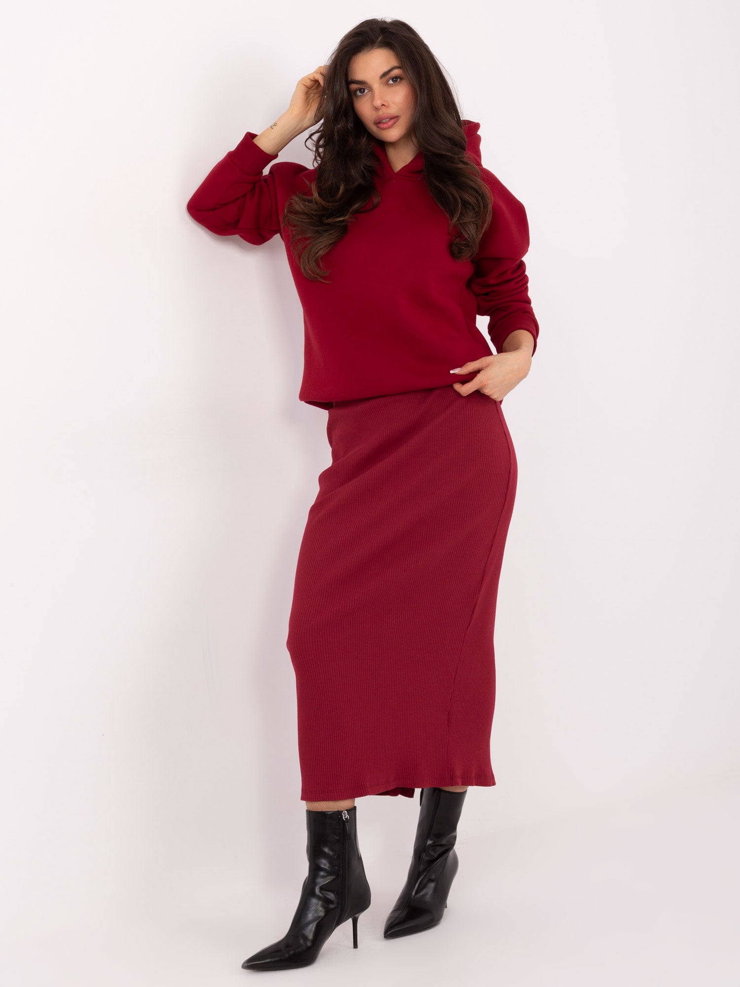 Bordowa dresowa bluza z ociepleniem
