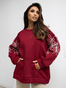 RUE PARIS Bordowa bluza oversize bez kaptura