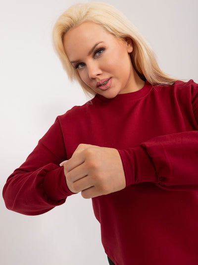Bordowa gładka bluza plus size