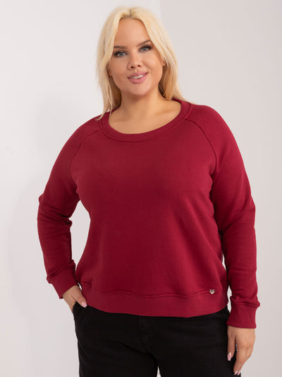 Bordowa bluza plus size bez kaptura