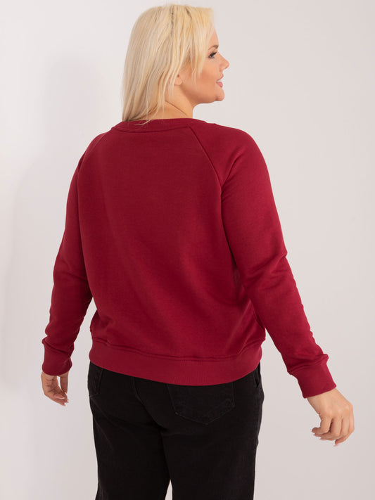Bordowa bluza plus size bez kaptura