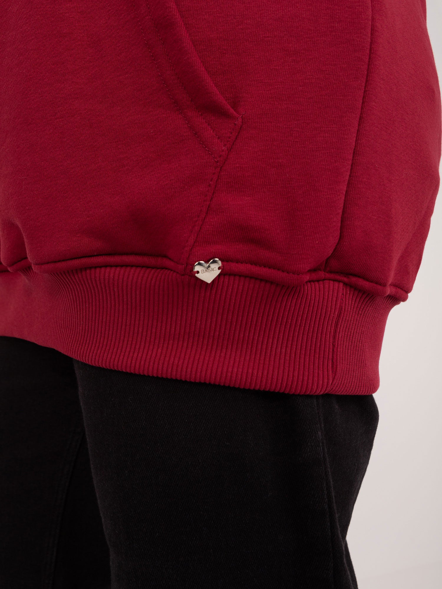 Bordowa bawełniana bluza plus size z kapturem
