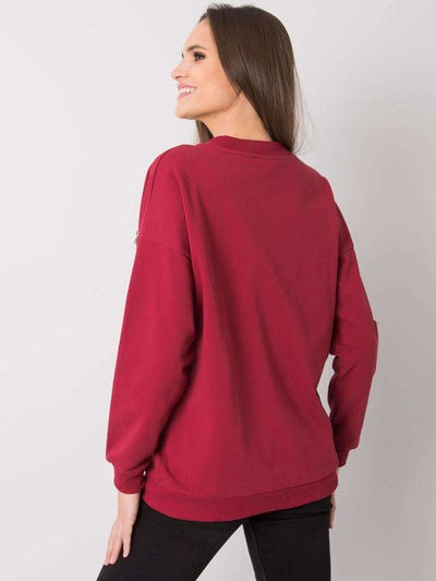 RUE PARIS Bordowa bluzka V-neck