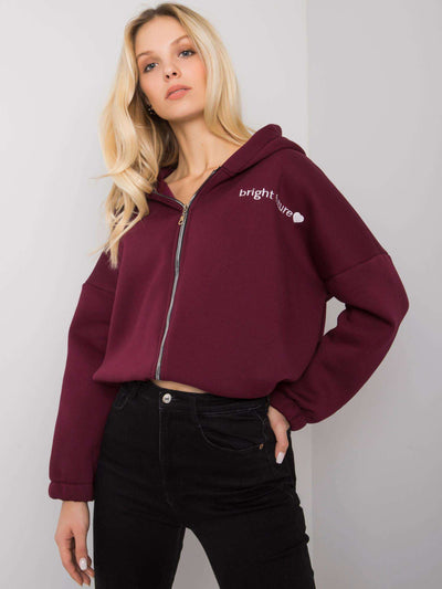 RUE PARIS Bordowa bluza rozpinana z haftem