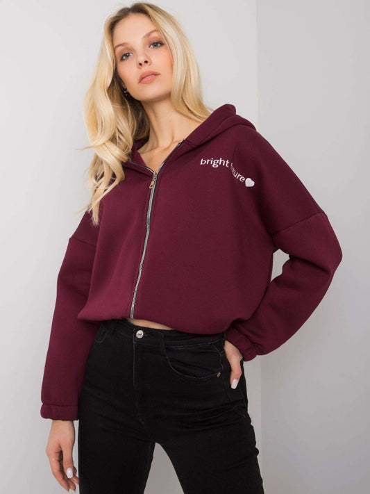 RUE PARIS Bordowa bluza rozpinana z haftem