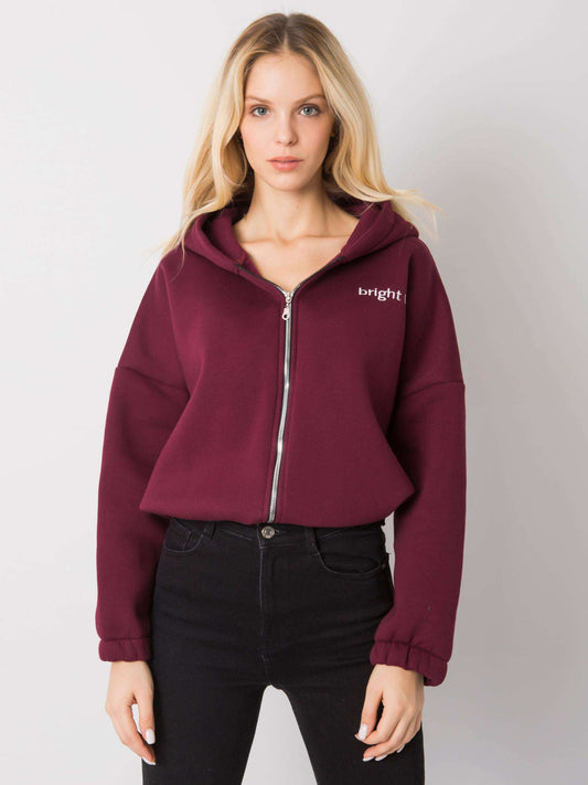 RUE PARIS Bordowa bluza rozpinana z haftem