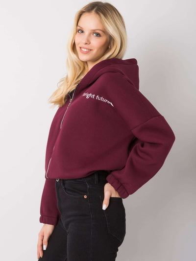 RUE PARIS Bordowa bluza rozpinana z haftem
