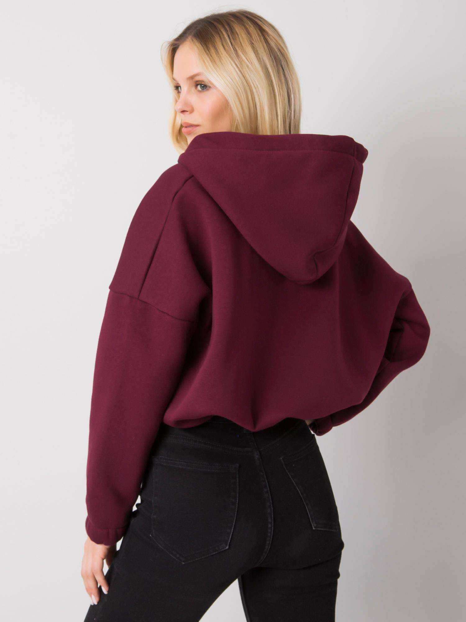 RUE PARIS Bordowa bluza rozpinana z haftem