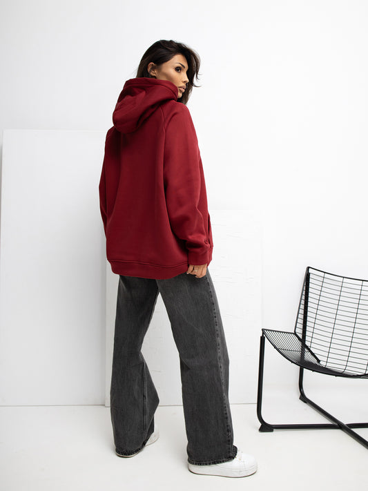 RUE PARIS Bordowa bluza z kontrastowym napisem