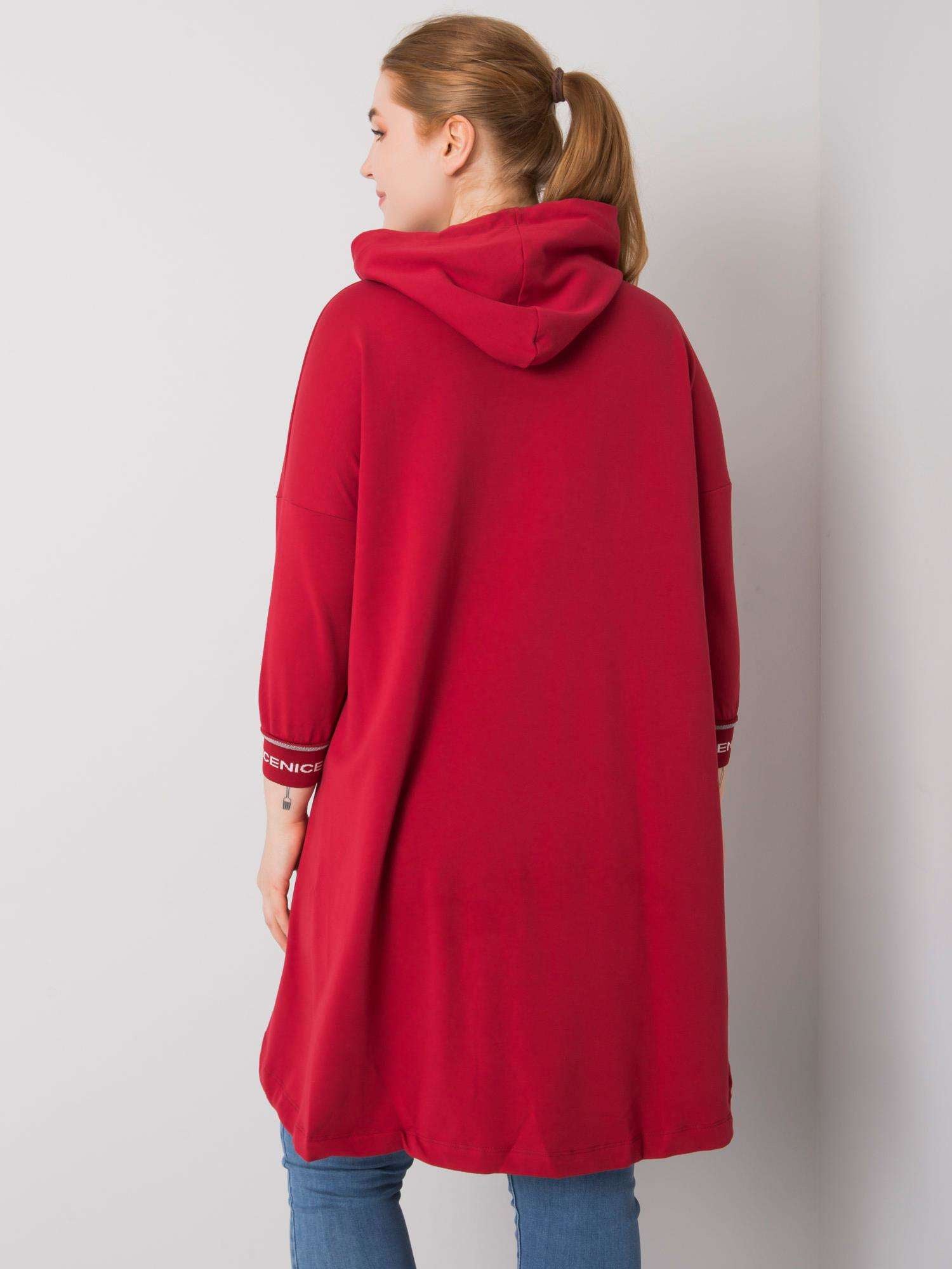 Bordowa bluza damska plus size z kieszenią