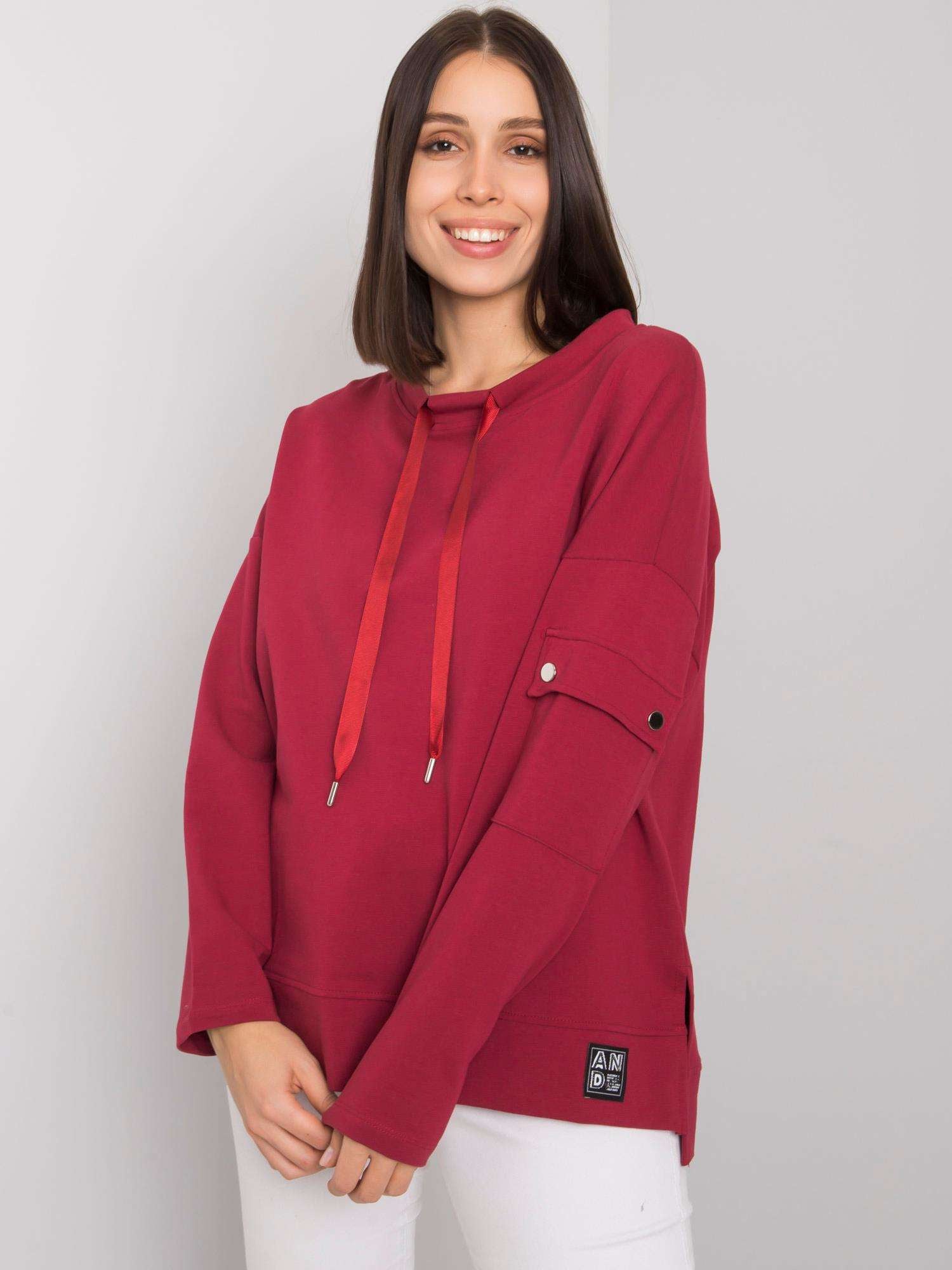 Bordowa casualowa bluzka plus size