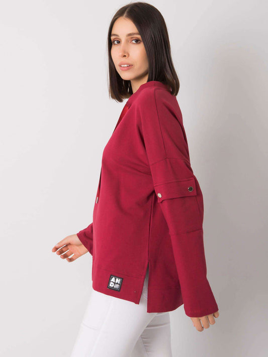 Bordowa casualowa bluzka plus size