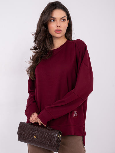 RUE PARIS  Bordowa damska bluza bez kaptura