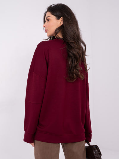 RUE PARIS  Bordowa damska bluza bez kaptura