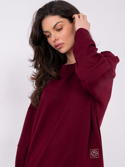 RUE PARIS  Bordowa damska bluza bez kaptura