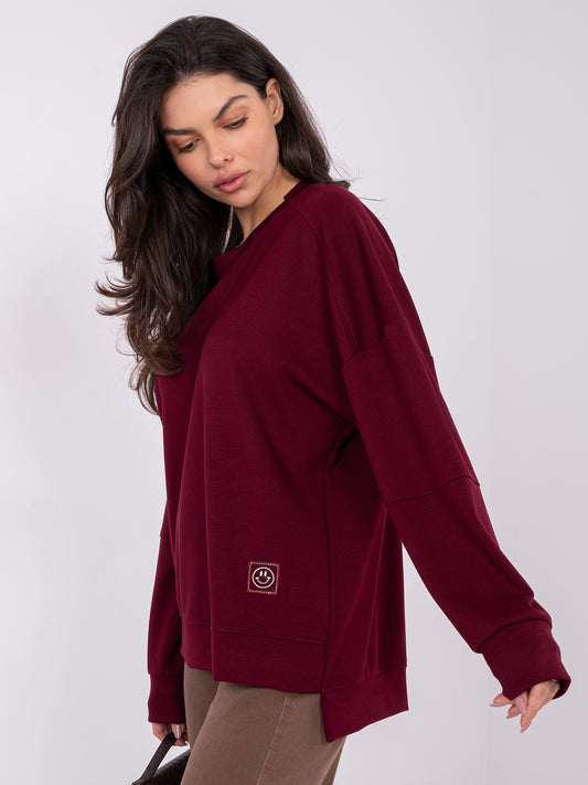 RUE PARIS  Bordowa damska bluza bez kaptura