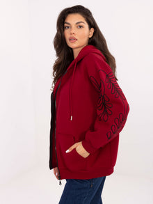 Bordowa rozpinana bluza z ociepleniem