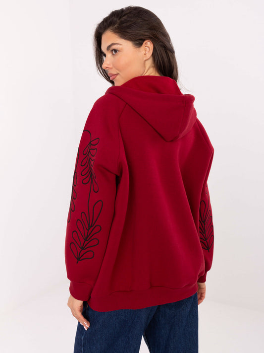 Bordowa rozpinana bluza z ociepleniem