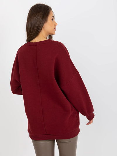 Bordowa dresowa bluza bez kaptura oversize