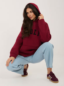 RUE PARIS Bordowa damska bluza oversize z kapturem