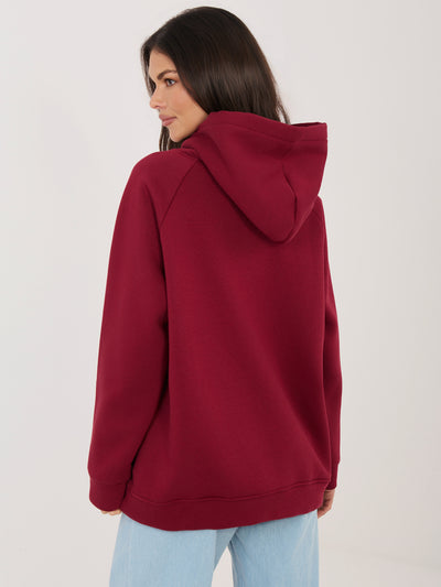 RUE PARIS Bordowa damska bluza oversize z kapturem
