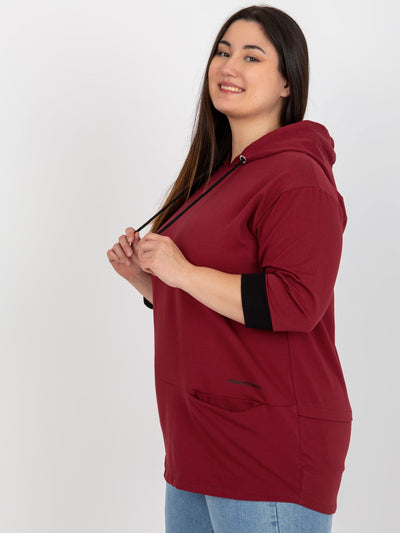 Bordowa damska bluza plus size z napisem
