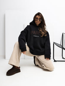 RUE PARIS Czarna dresowa bluza z napisem Paris