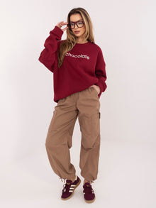 RUE PARIS Bordowa dresowa bluza oversize z haftem