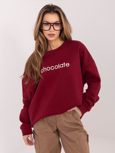 RUE PARIS Bordowa dresowa bluza oversize z haftem