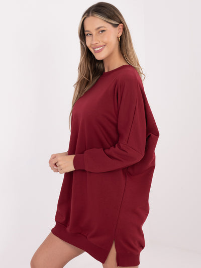 Bordowa sukienka basic o kroju oversize
