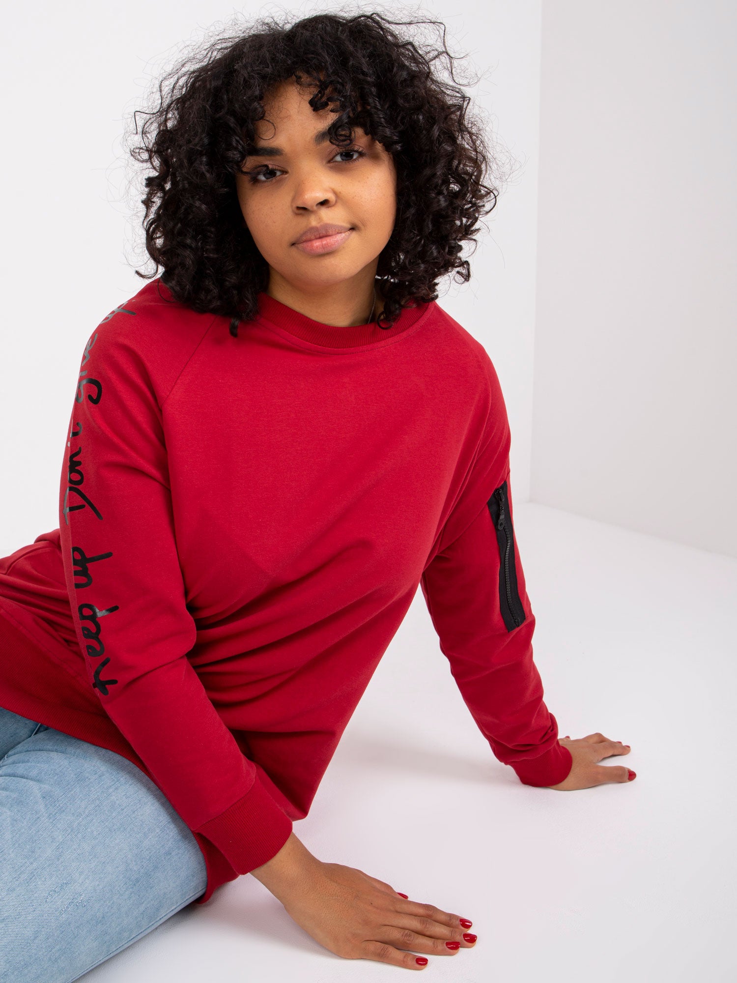 Bordowa damska tunika plus size