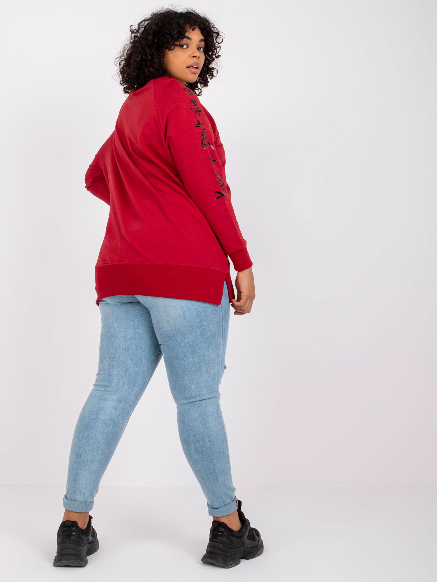 Bordowa damska tunika plus size